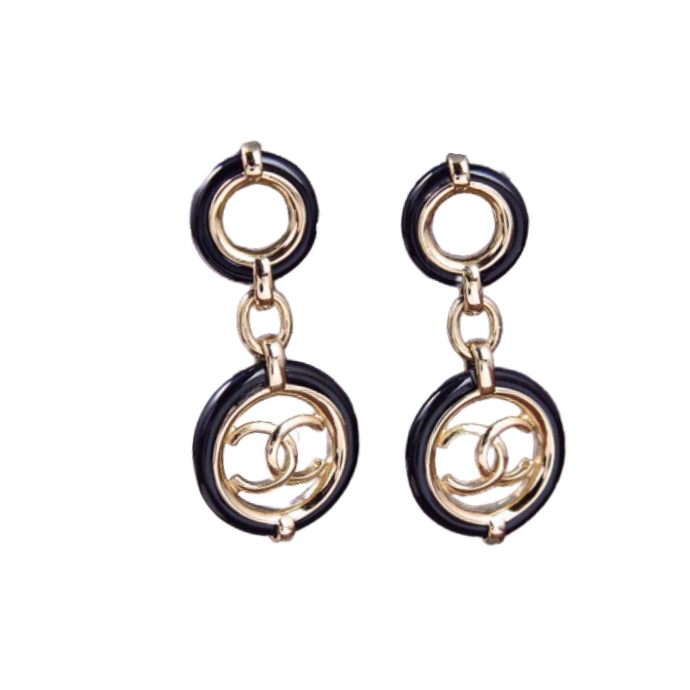 Black-Border-Round-Earrings-Gold-1.jpg Black Border Round Earrings Gold 1