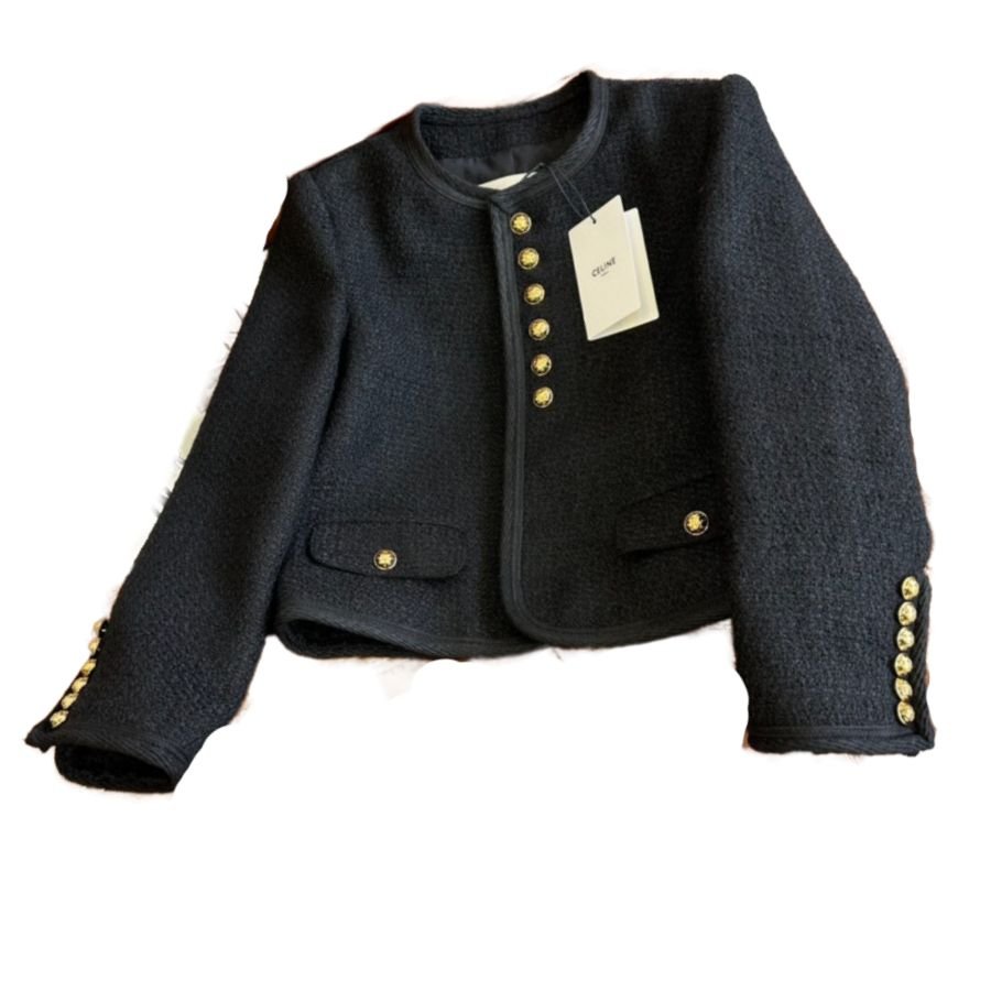 Celine-Breasted-Round-Neck-Tweed-Jacket-1.jpg Celine Breasted Round Neck Tweed Jacket 1