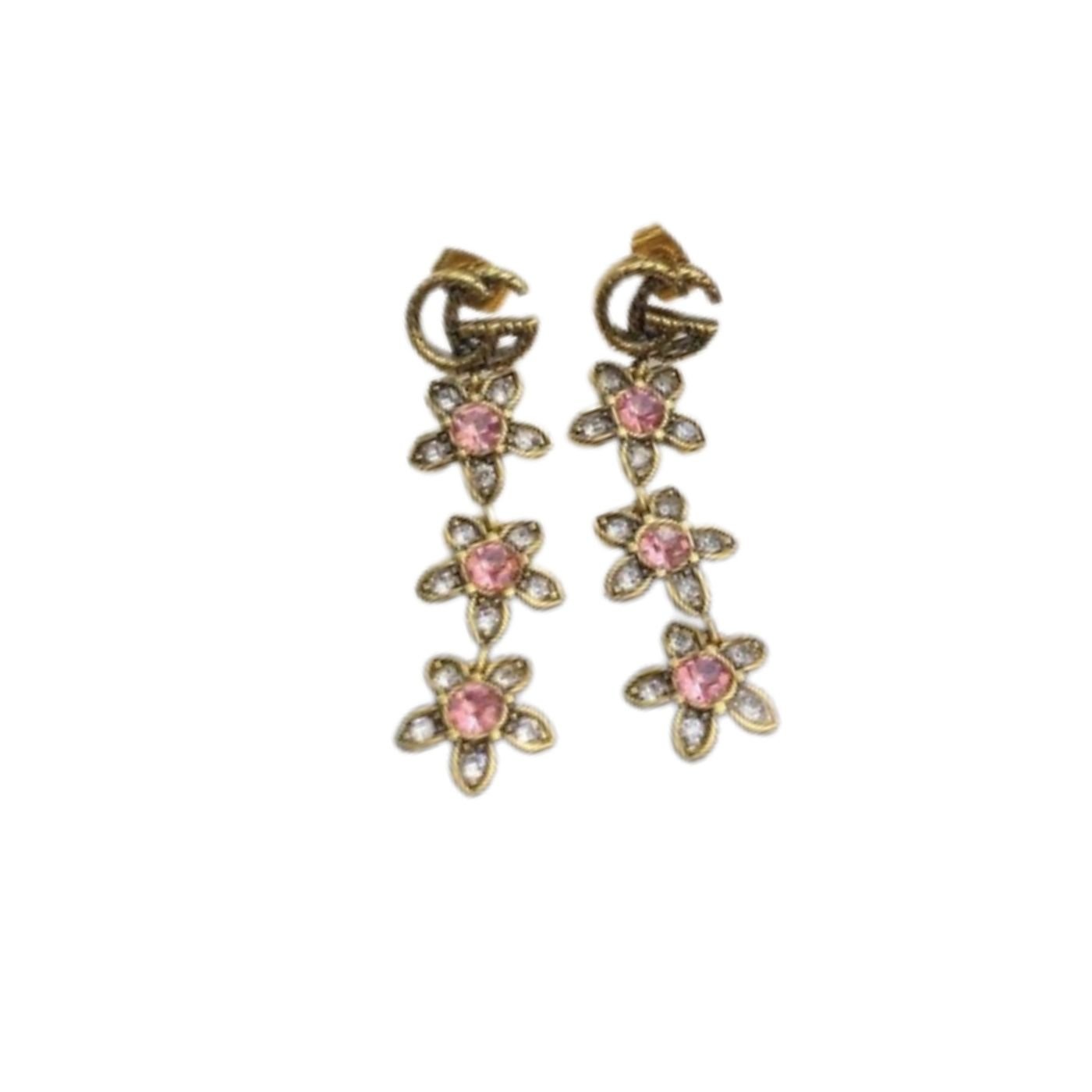 Triple-Flower-GG-Earrings-Gold-Tone-1.jpg Triple Flower GG Earrings Gold Tone 1